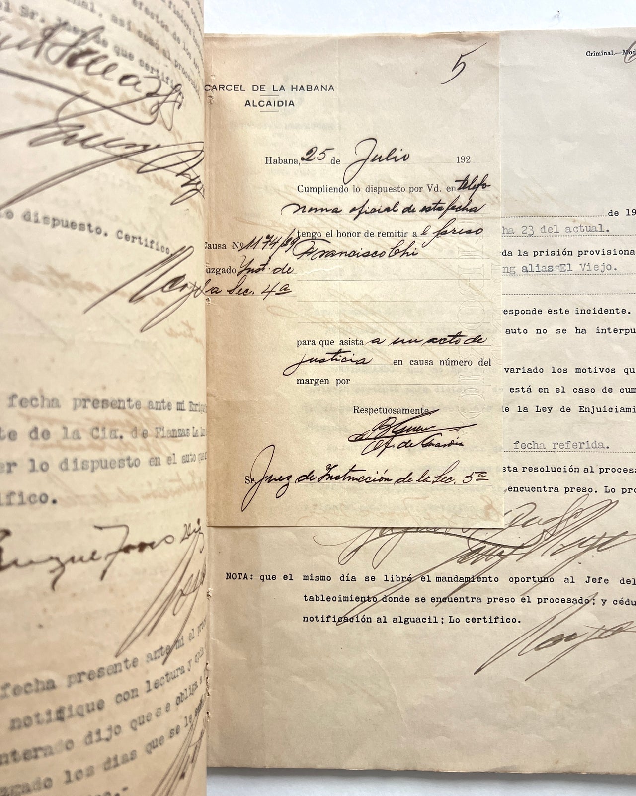 (Cuba) (Opium) (Chinese Immigration) Judicial Case Files on the Prosecution of Two Chinese Immigrants for Operating an Opium Den, Havana, Cuba.