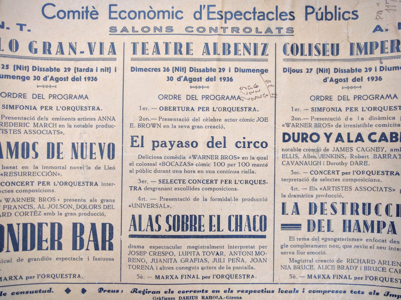 (Cinema) Comitè Econòmic d’Espectacles Públics.