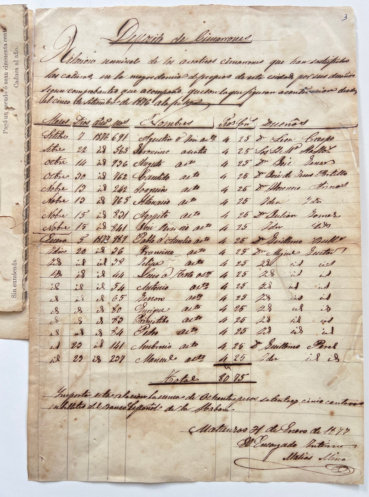 Fourteen Manuscript and Partially Printed Documents Relating to Runaway, Noncompliant, or Defaulting Chinese Contract Laborers in Cuba.