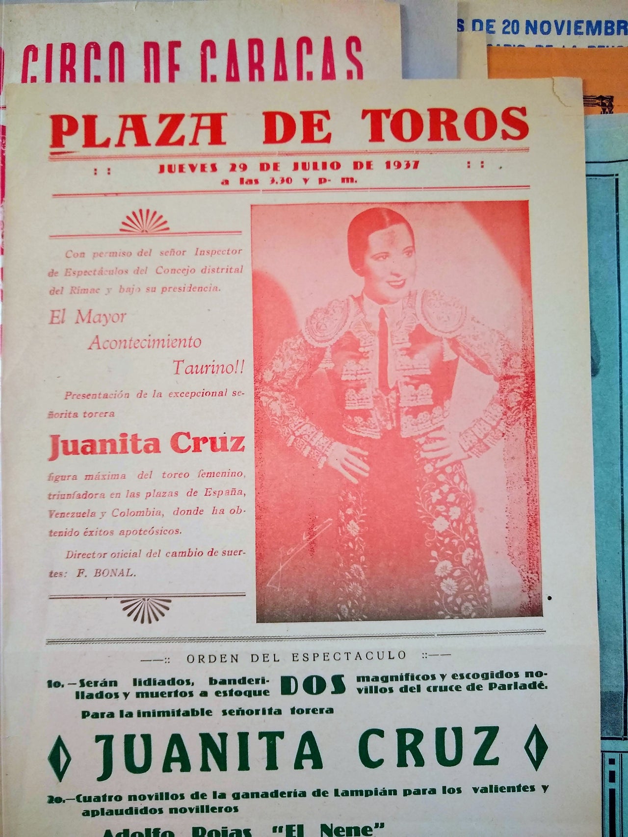 Fifteen Illustrated Handbills and Programs for Bullfights with Headlining Woman Matador