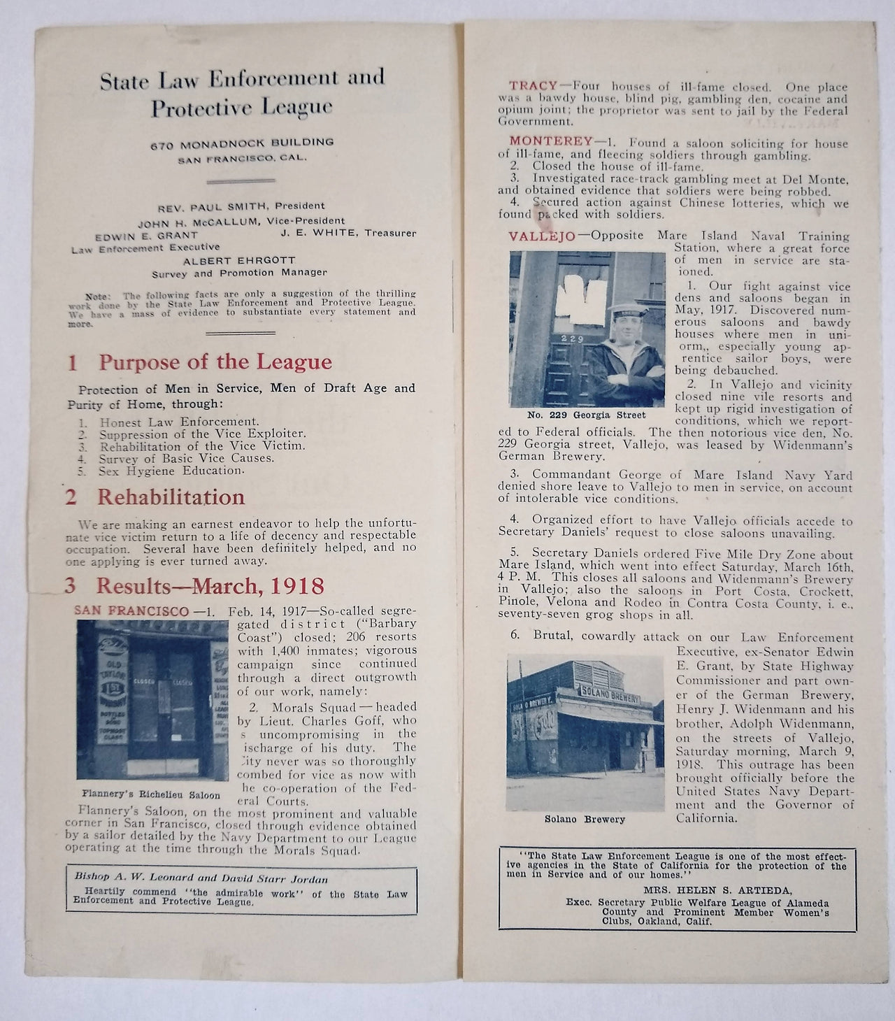 How We are Defending the Health of Our Soldiers and Sailors: 309 Houses of Shame Closed