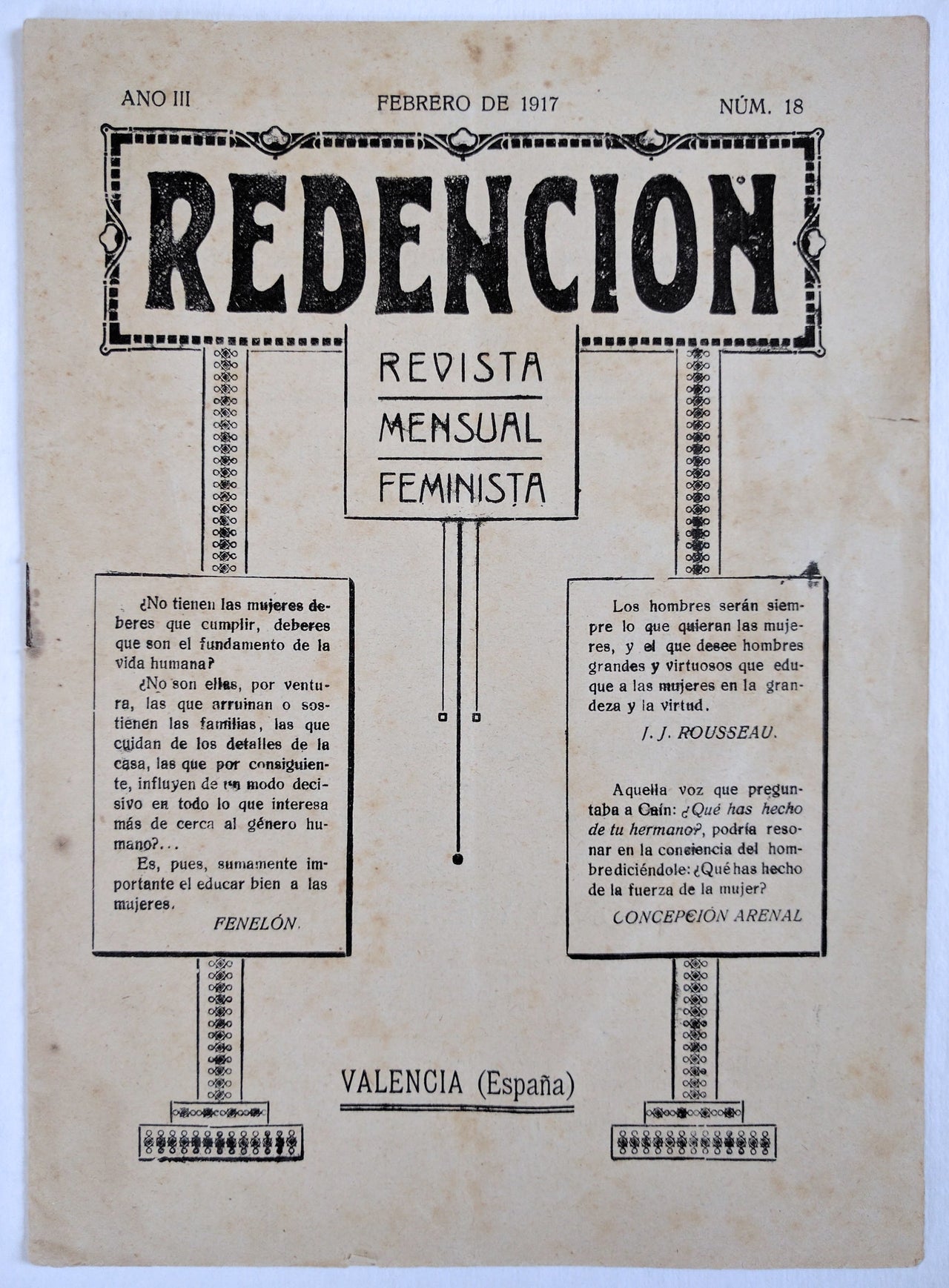 Redención: Revista Mensual Feminista. Año III, Núm. 18