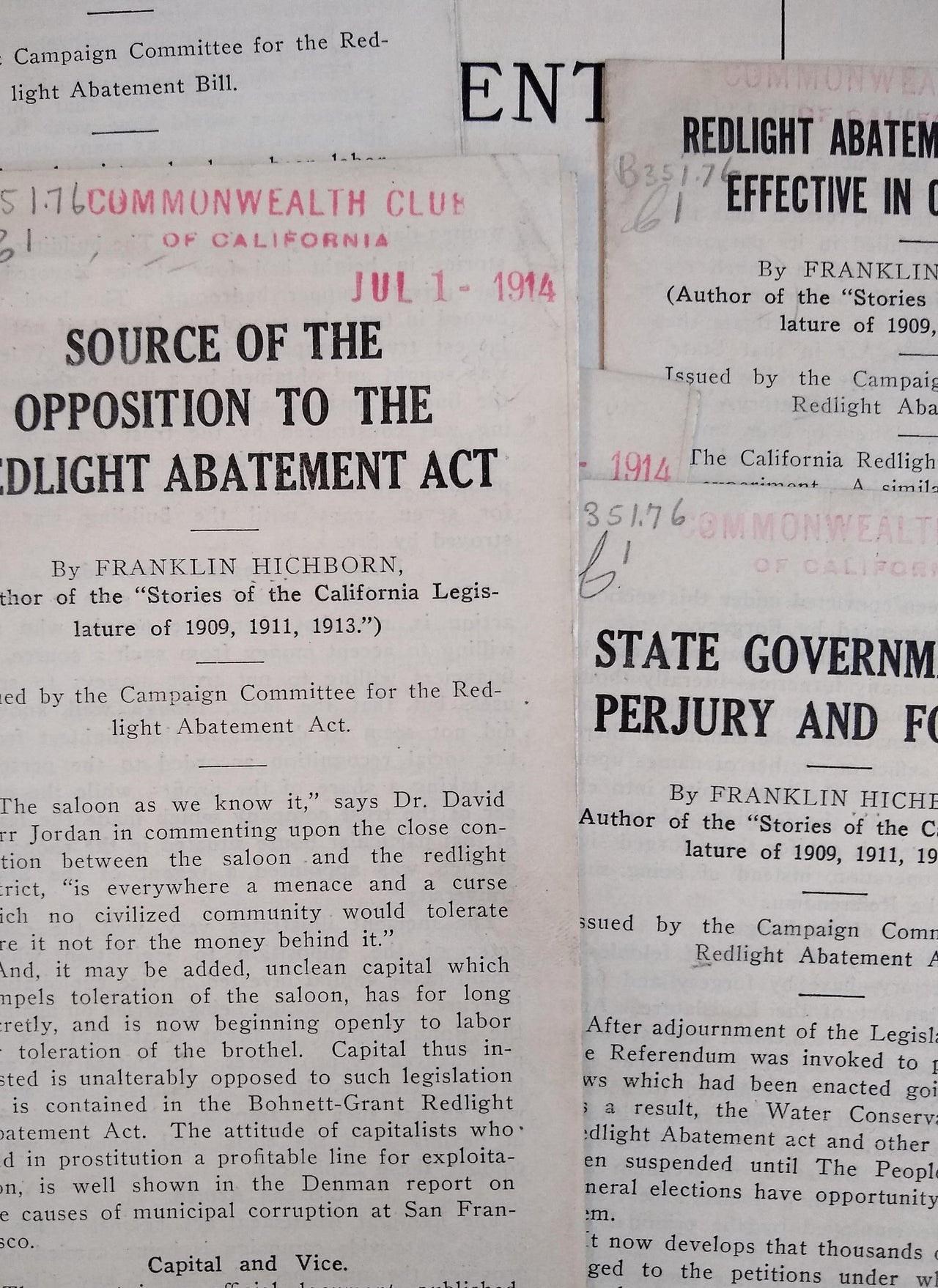 Five California Redlight Abatement Act Leaflets