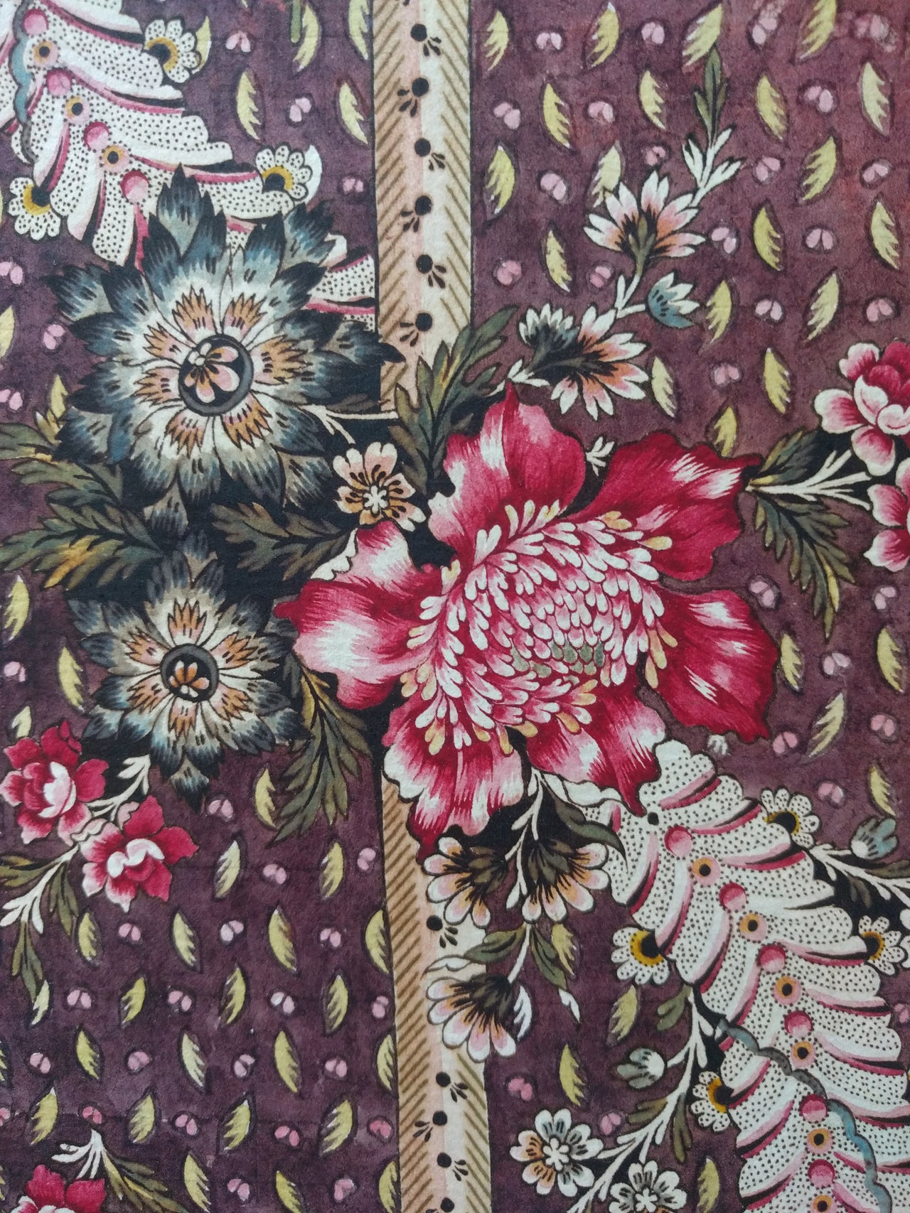 Seven hand-painted leaves of wallpaper designs, ca. 1780s.