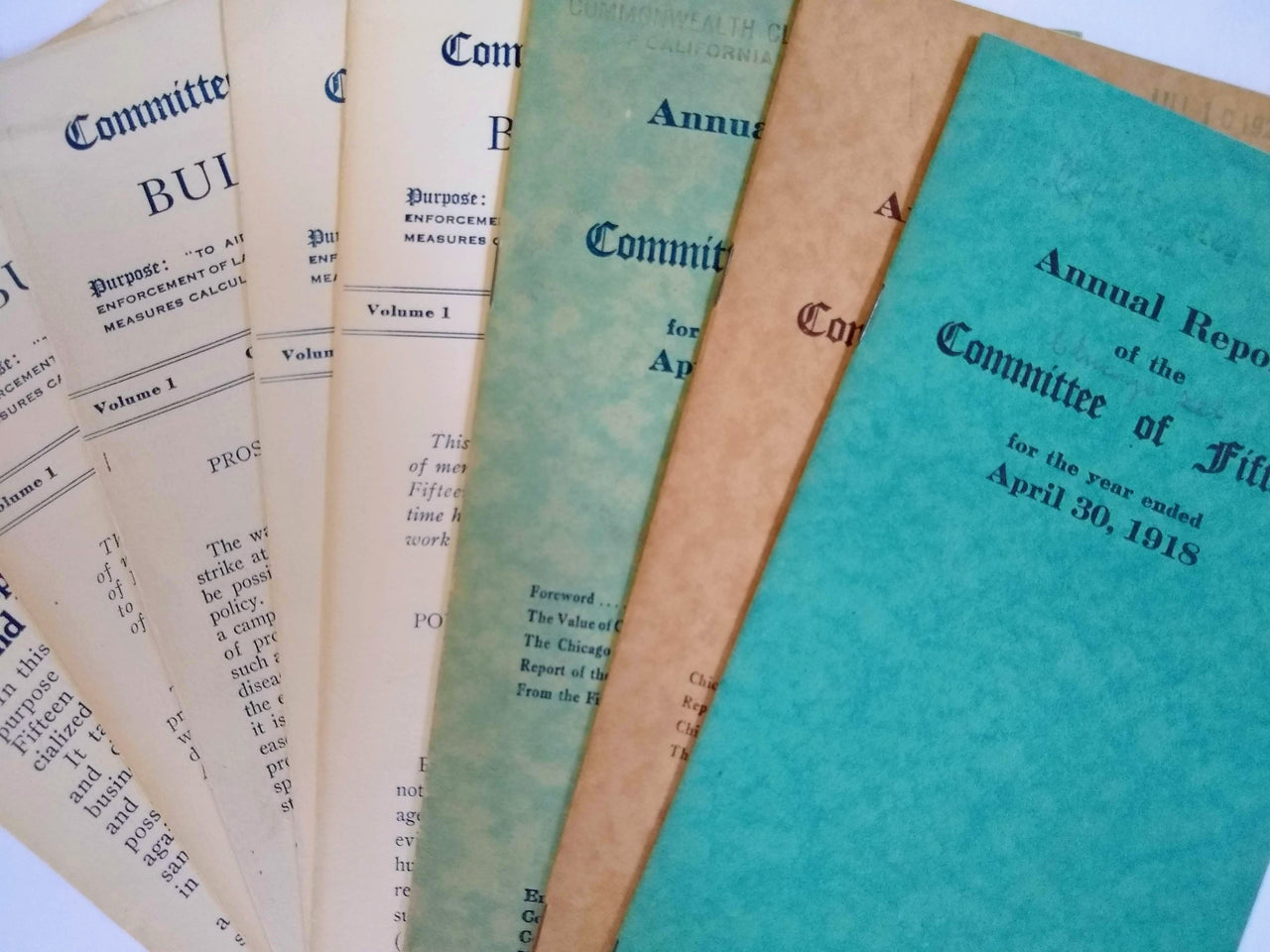 Committee of Fifteen Bulletin (all published) and Annual Reports