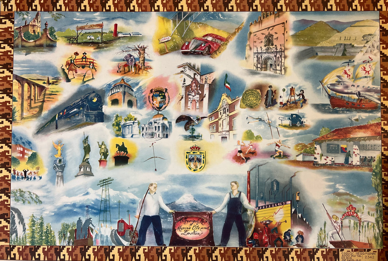 Allegorical Map of Mexico City and Environs.