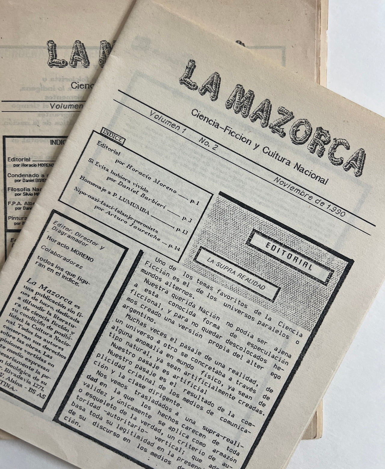 La Mazorca. Ciencia Ficción y Cultura Nacional. Nos. 1-2 [all published?].