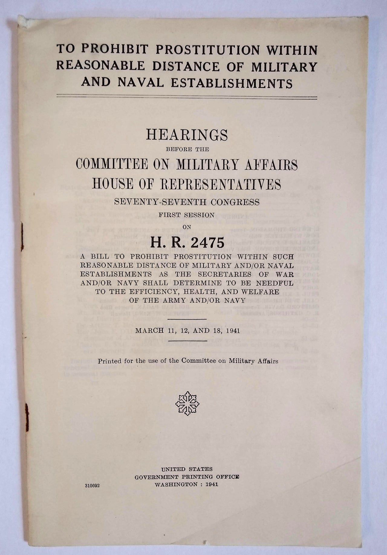(Antiprostitution) To prohibit prostitution within reasonable distance of military [...]