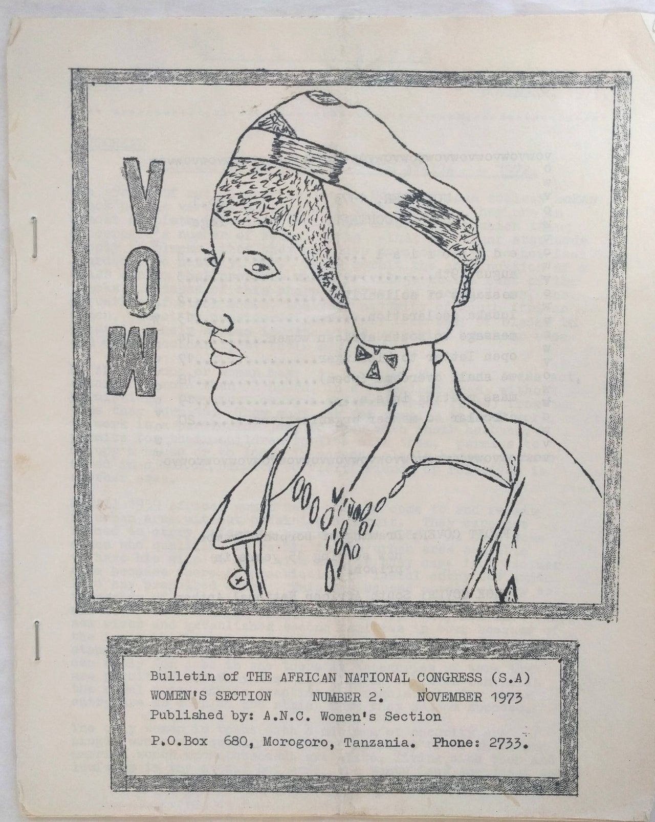 VOW [Voice of Women]: Bulletin of the African National Congress (S.A.) Women ’s Section. No. 2